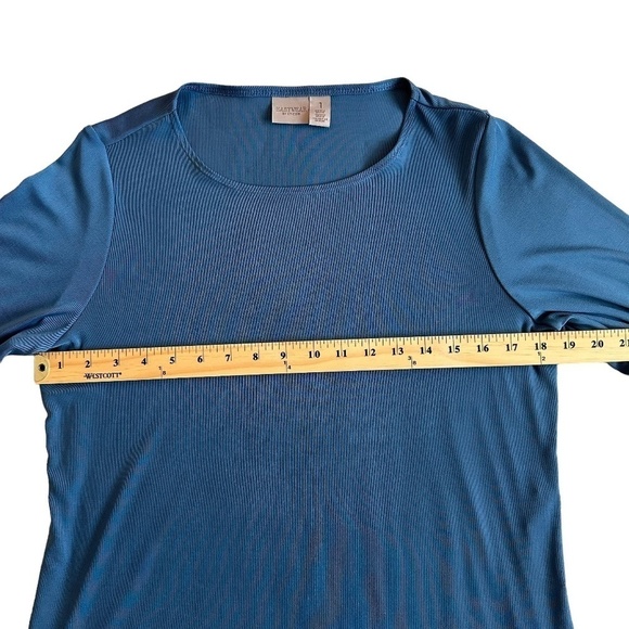 Easywear by Chico's Size 1/US 8/M Slinky Asymmetrical Work Travel Side slit Top - Picture 11 of 16